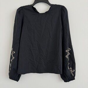 Vero Moda Women Long Sleeve Embroidered Flower Top Blouse Size L